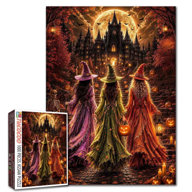 tucocoo-moonlit-halloween-witch-castle-puzzle-1000-teile-hexen image 1