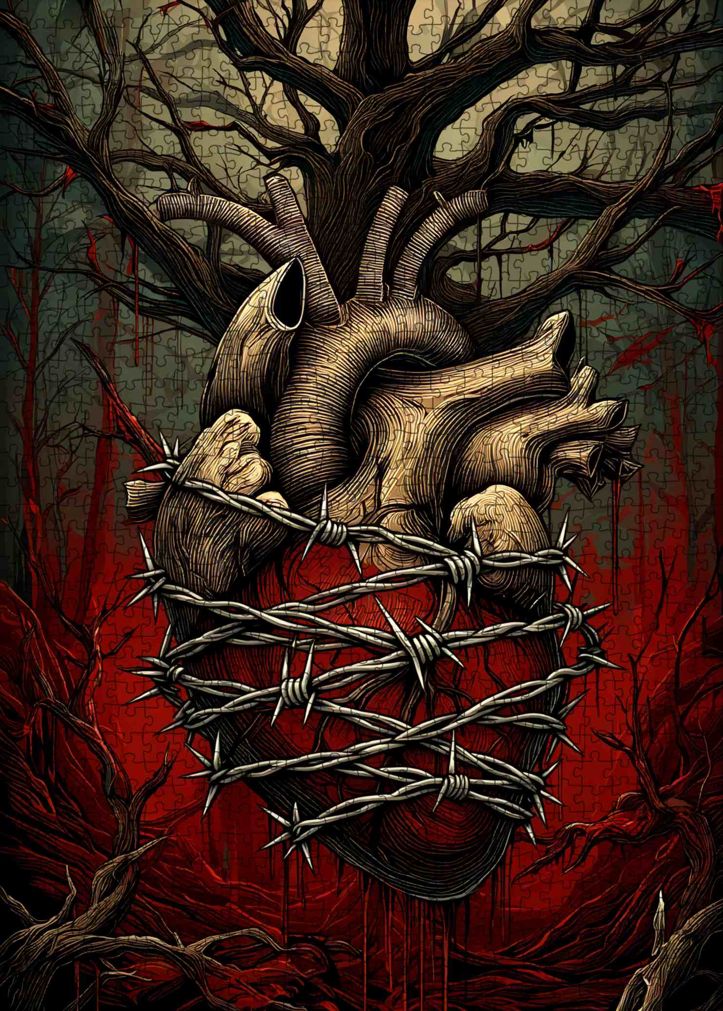 tucocoo-jigsaw-puzzles-dark-heart-puzzle-1000-teile-skull image 2