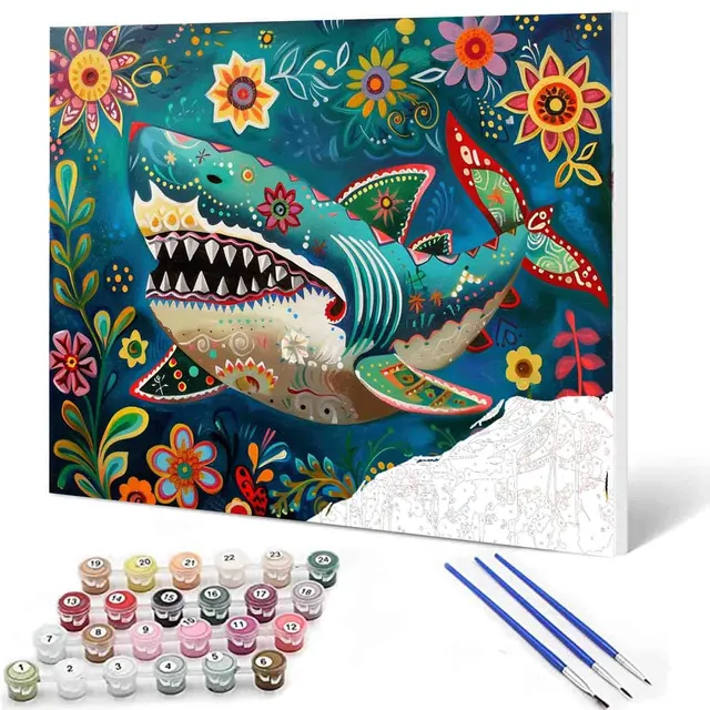tucocoo-folk-art-shark-malen-nach-zahlen-40x50-ohne-rahmen image 1