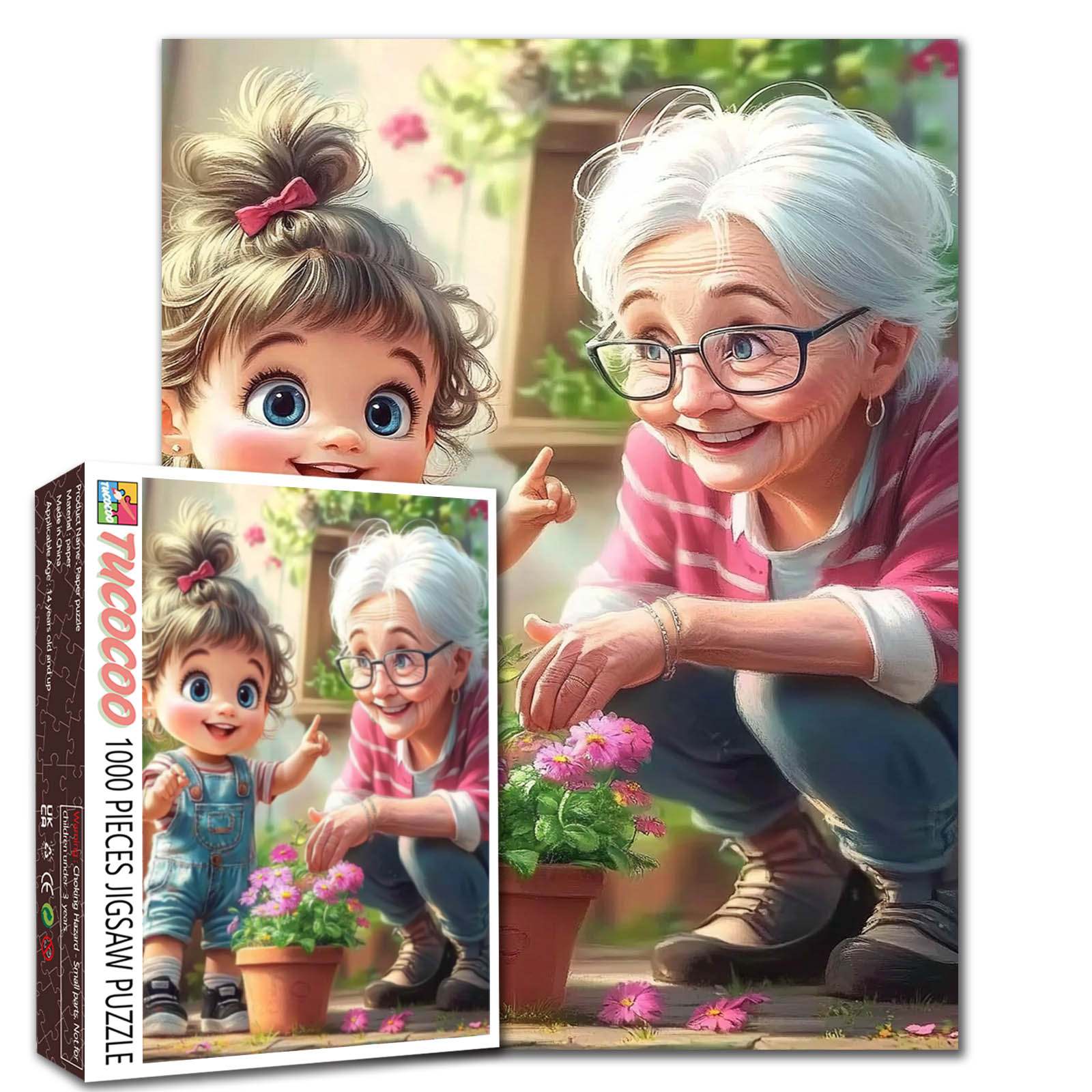 tucocoo-grandma-and-granddaughter-gardening-puzzle-1000-teile-garten image 1