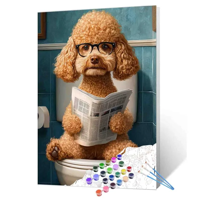 tucocoo-paint-by-numbers-poodle-news-break-40x50-ohne-rahmen-hund image 1