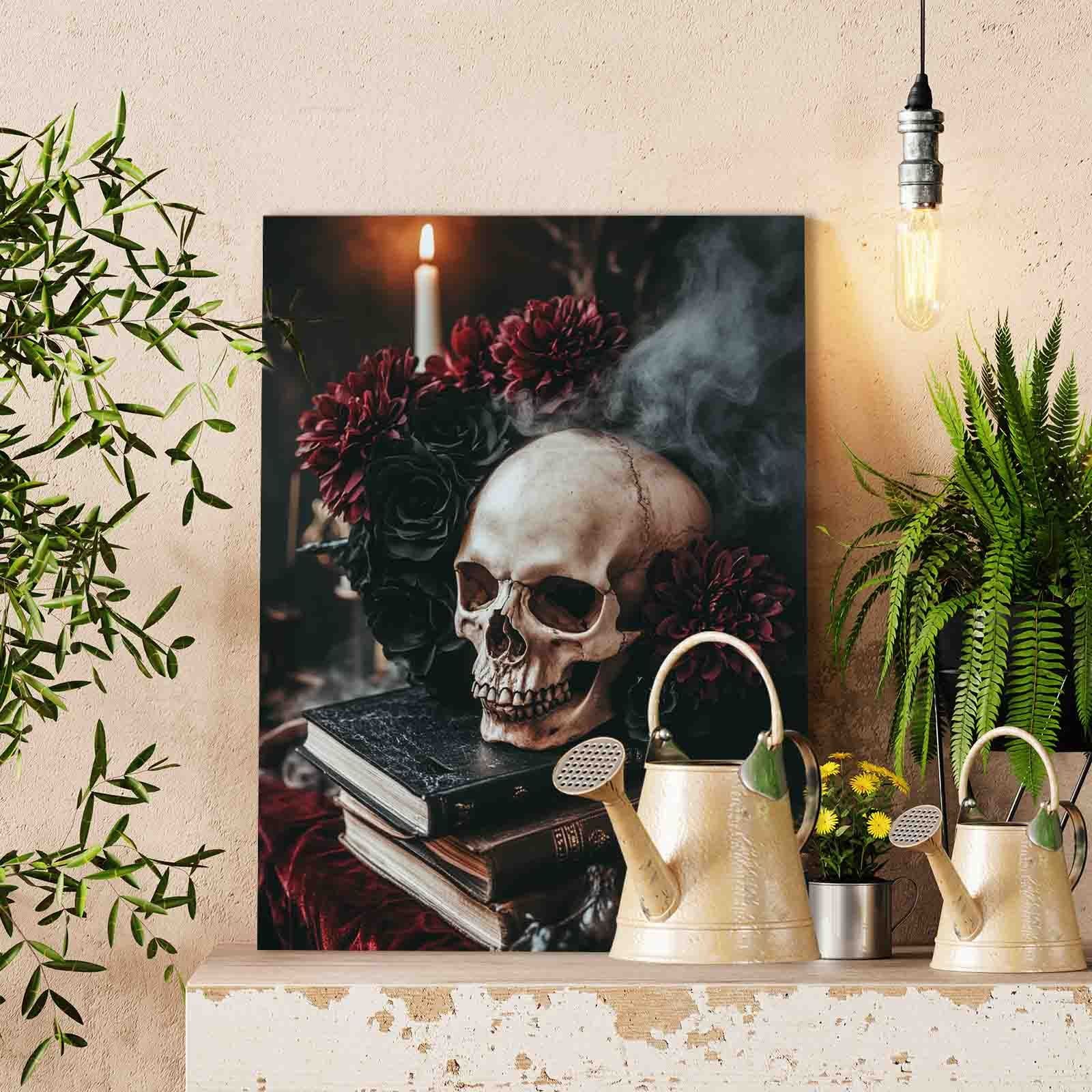 tucocoo-paint-by-numbers-skull-with-roses-and-candle-malen-nach-zahlen image 2