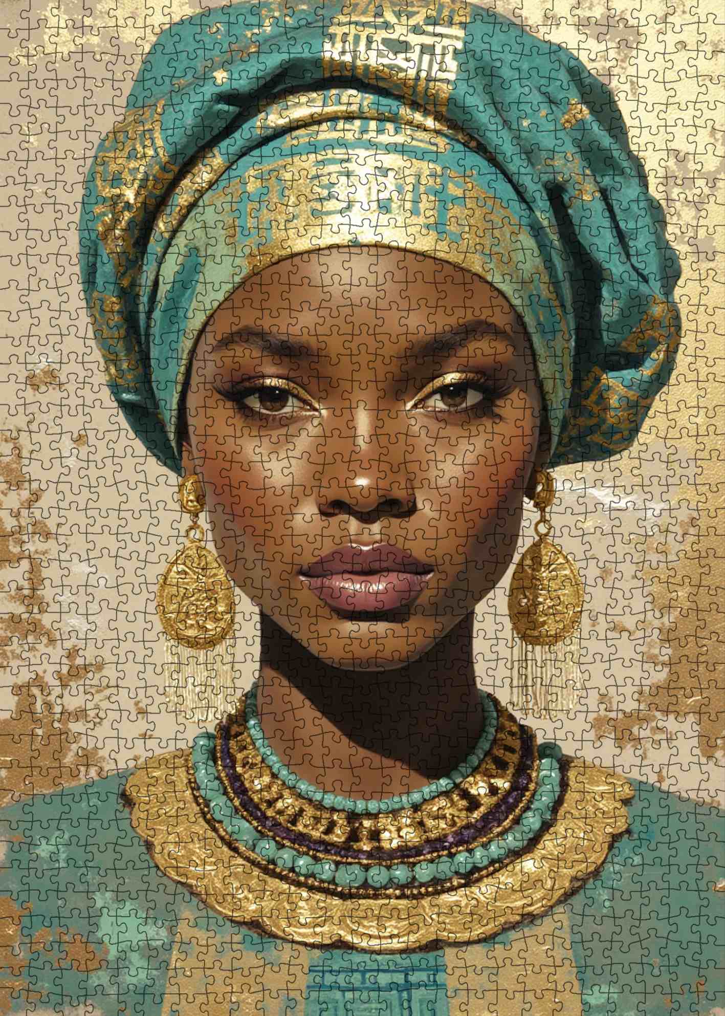 tucocoo-golden-grace-african-woman-puzzle-1000-teile-portrait image 2
