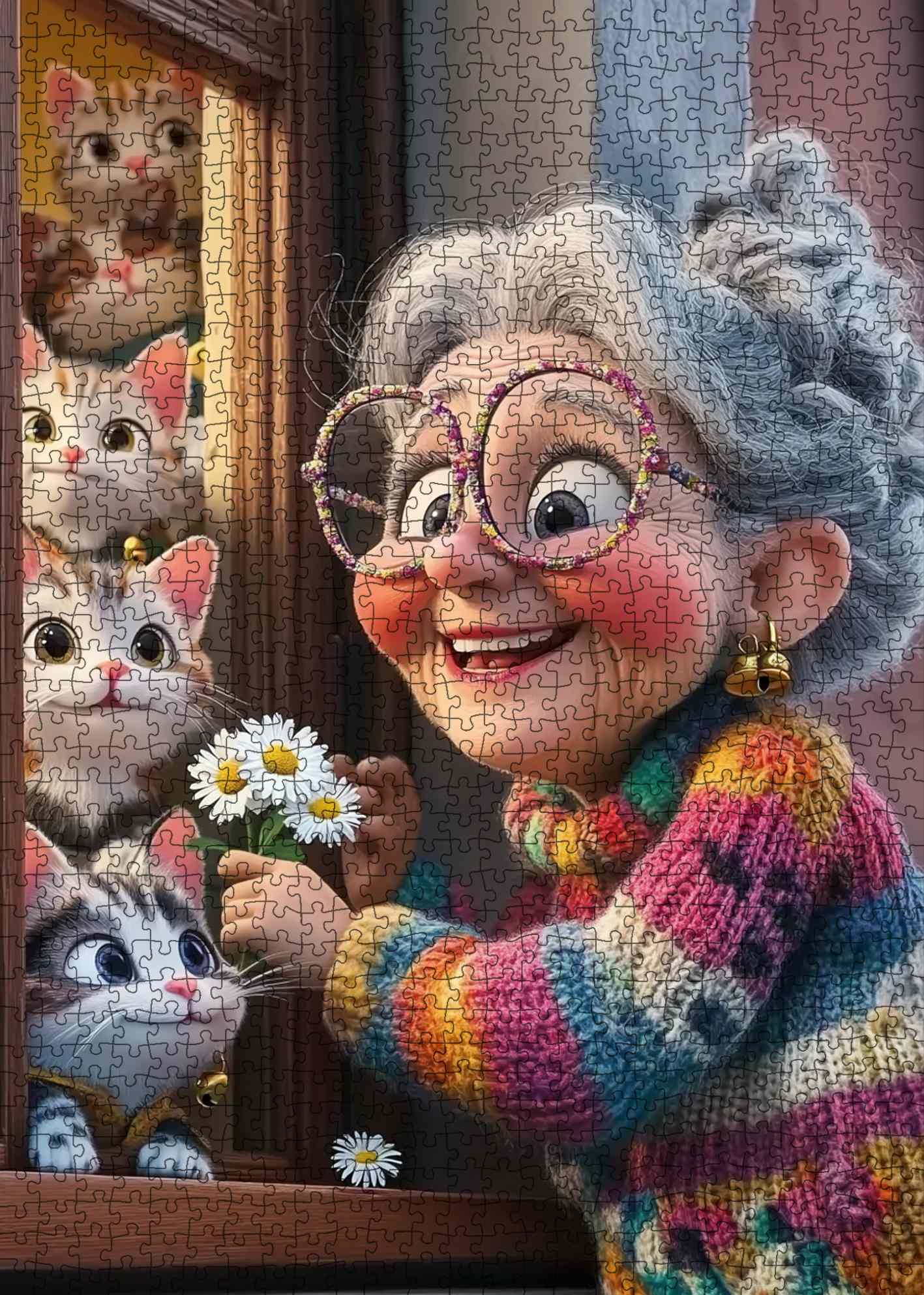 tucocoo-jigsaw-grandma-and-kittens-puzzle-1000-teile-katzen image 2