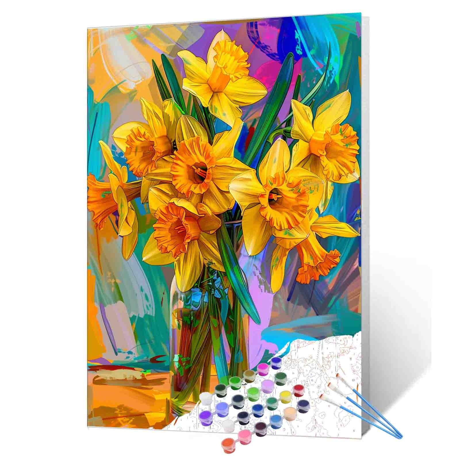 tucocoo-golden-daffodils-in-abstract-vase-malen-nach-zahlen-40x50-ohne-rahmen image 1