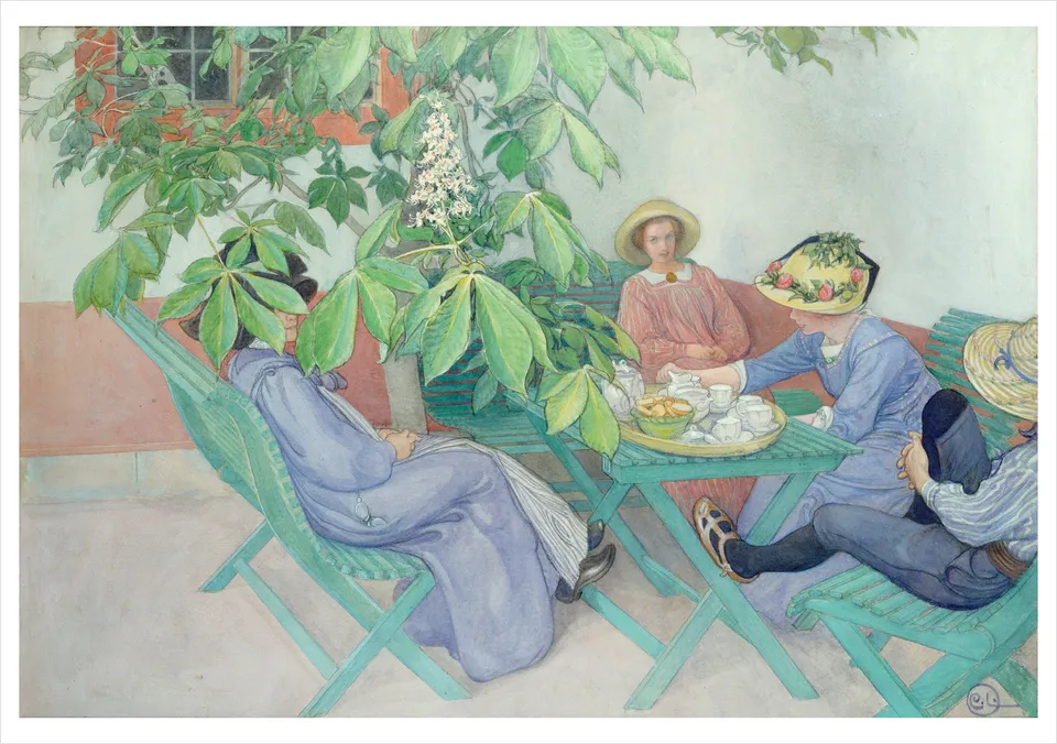 pomegranate-under-the-chestnut-tree-klappkarte-blanko-carl-larsson image 1