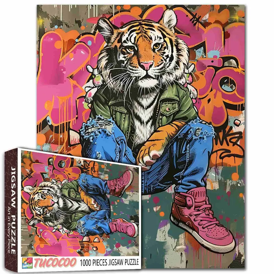 tucocoo-street-style-tiger-puzzle-1000-teile-tiermotiv-graffiti image 1