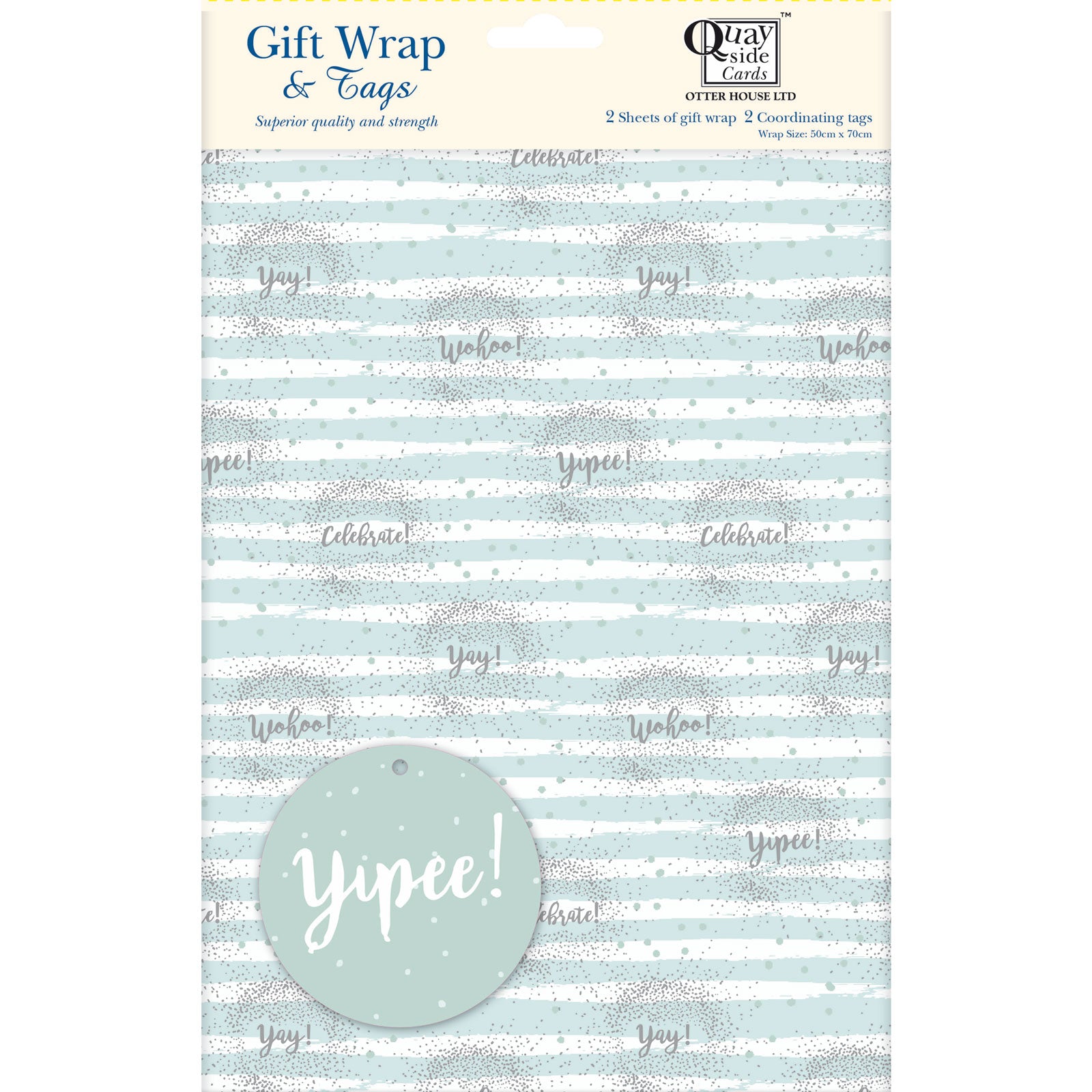 otter-house-yippee-yay-geschenkpapier-celebrate-2-bogen-tags image 1