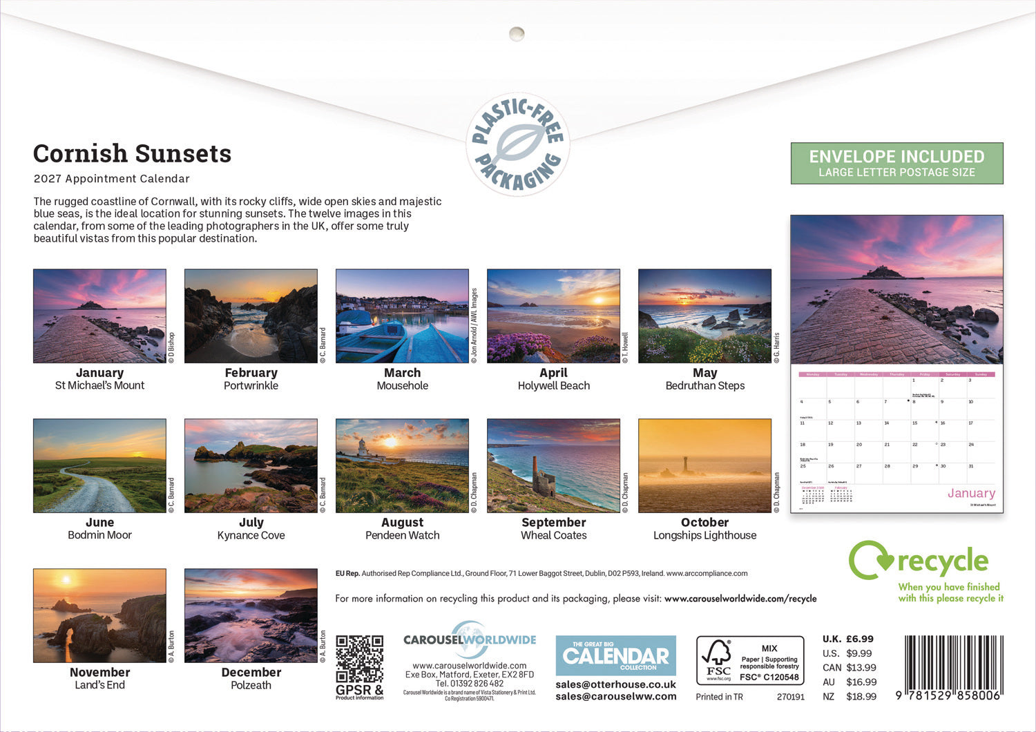 otter-house-cornish-sunsets-a4-kalender-2027-wandkalender image 2