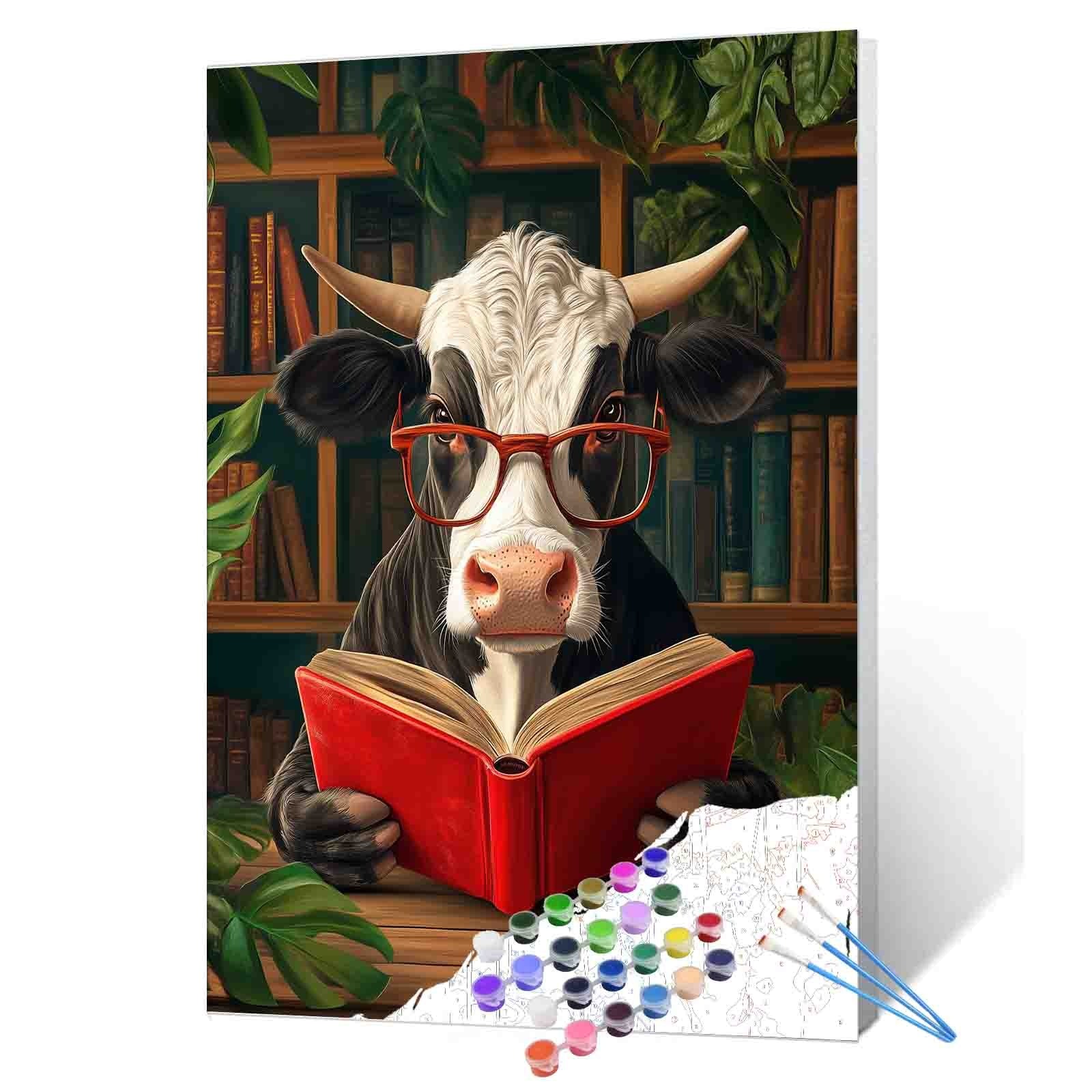 tucocoo-cow-reading-library-malen-nach-zahlen-16x20-kuh image 1