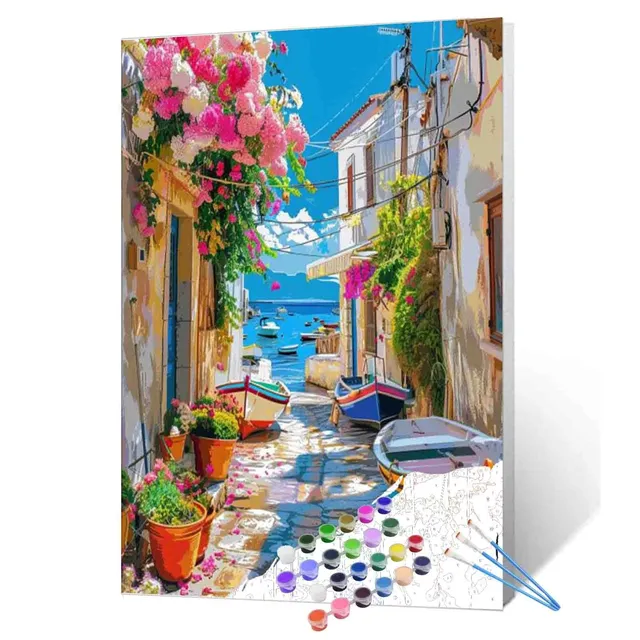 tucocoo-mediterranean-boat-alley-malen-nach-zahlen-landschaft-40x50-ohne-rahmen image 1