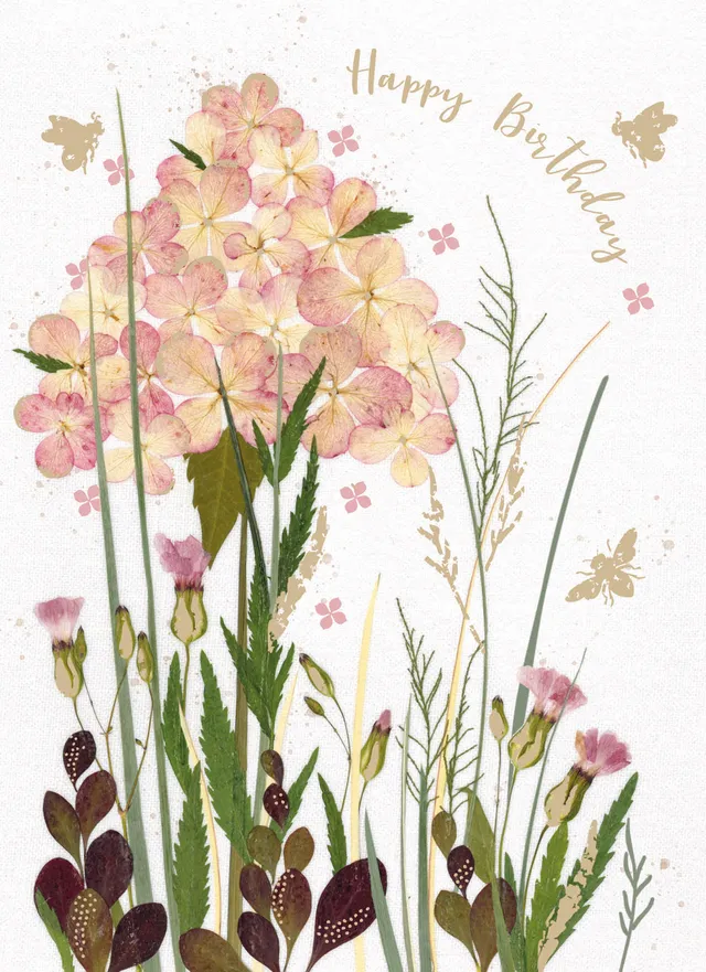 otter-house-flower-press-geburtstagskarte-hortensie-blanko image 1
