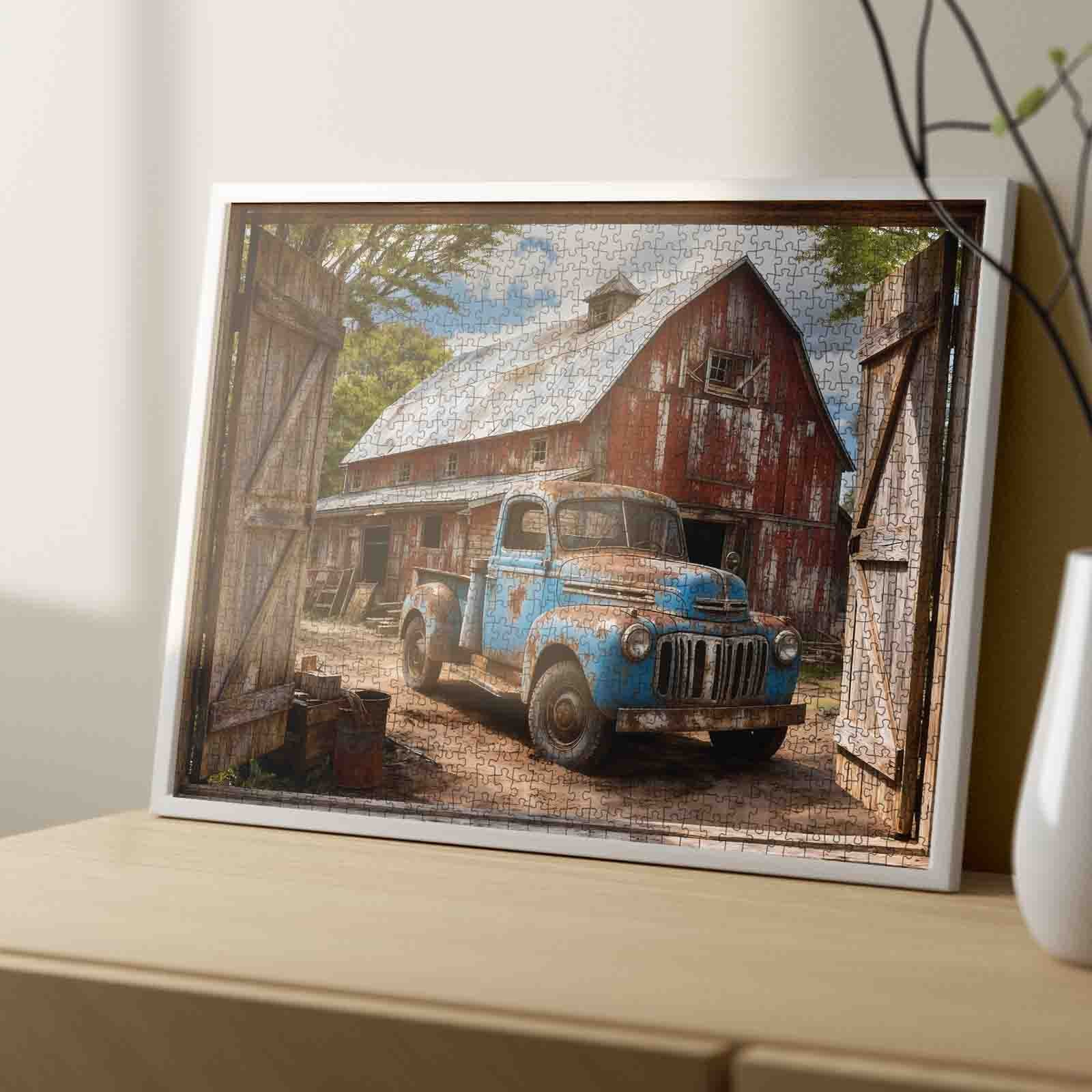 tucocoo-vintage-blue-pickup-barnyard-puzzle-1000-teile-hof image 4