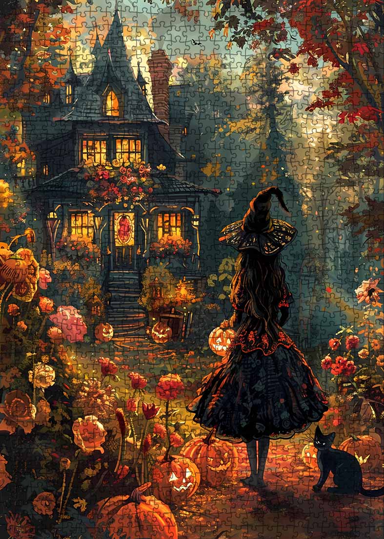 tucocoo-halloween-witch-cat-puzzle-1000-teile-hexe image 2