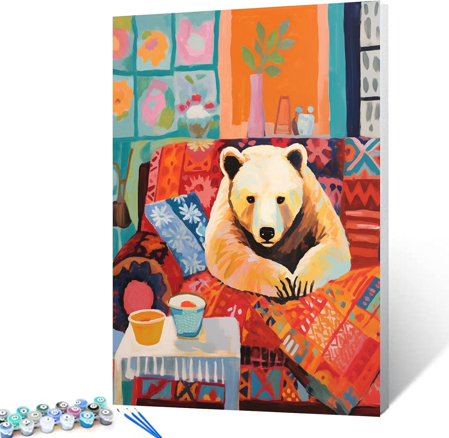 tucocoo-polar-bear-on-sofa-malen-nach-zahlen-40x50-tiere image 1
