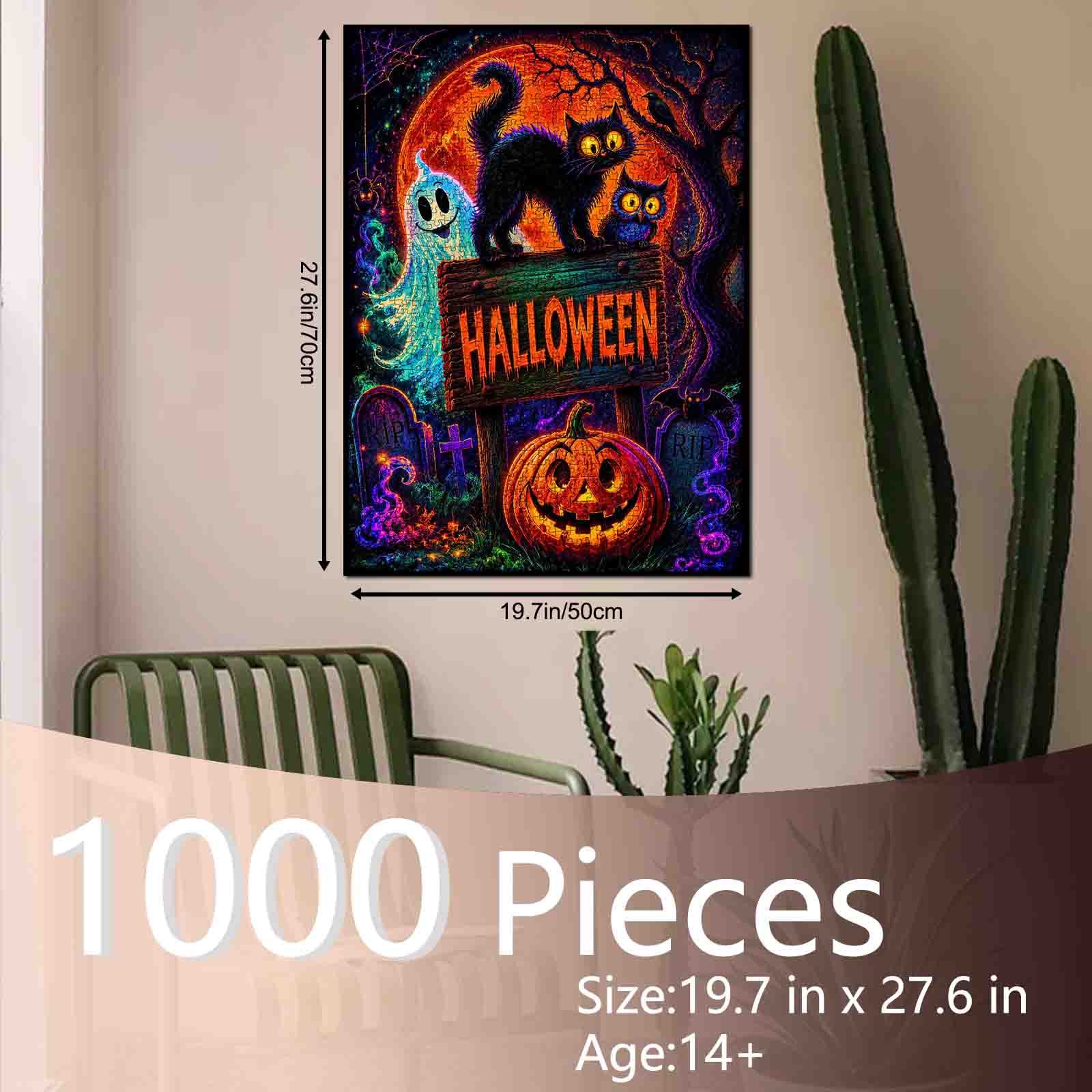 tucocoo-neon-black-cat-halloween-night-puzzle-1000-teile image 5