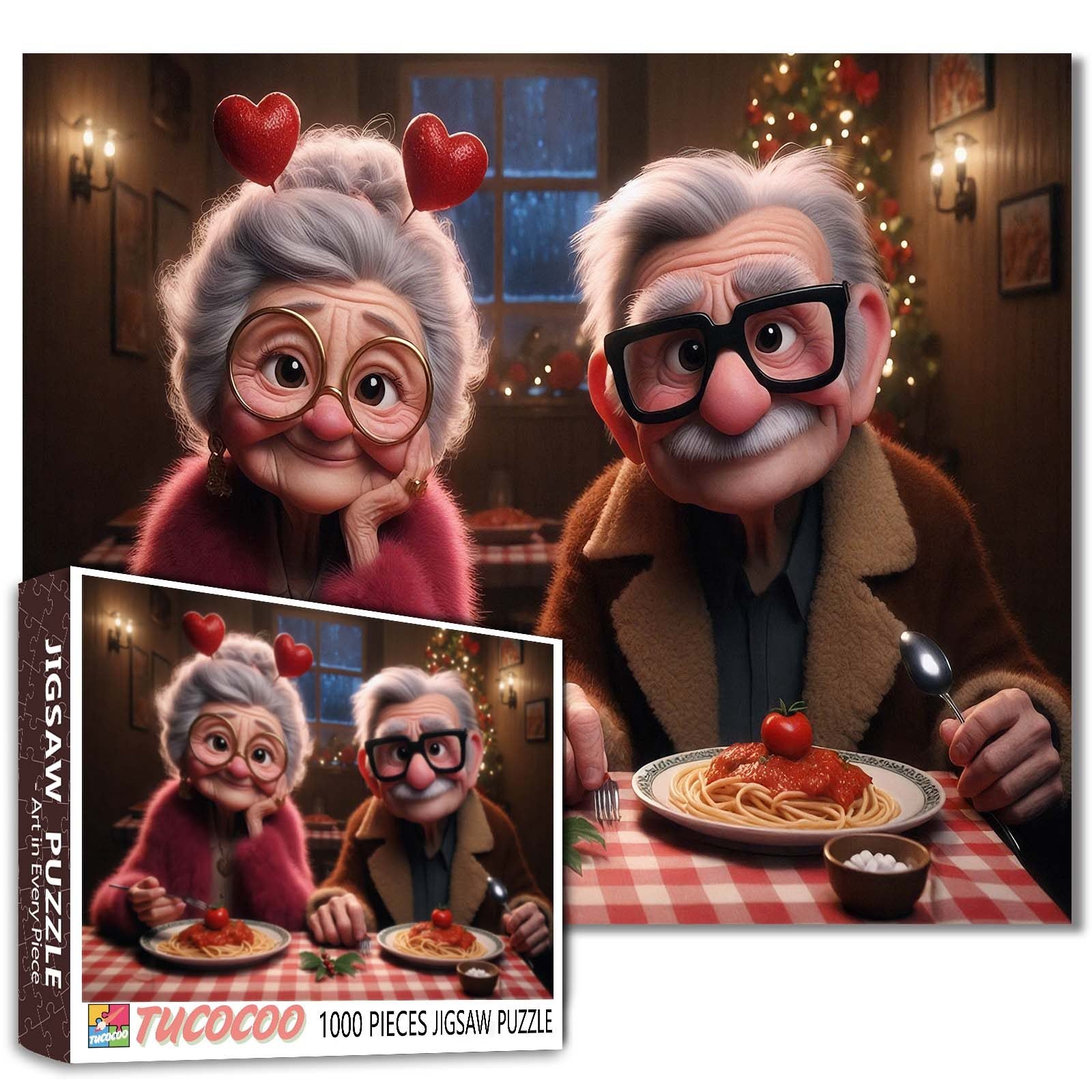 tucocoo-romantic-senior-couple-dinner-puzzle-1000-teile-seniorenpaar image 1