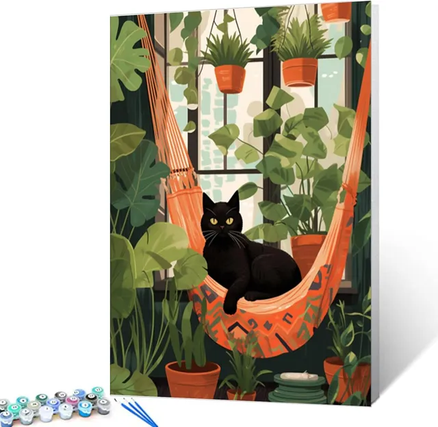 tucocoo-paint-by-numbers-katze-h-ngematten-malen-nach-zahlen-40x50-katzen image 1