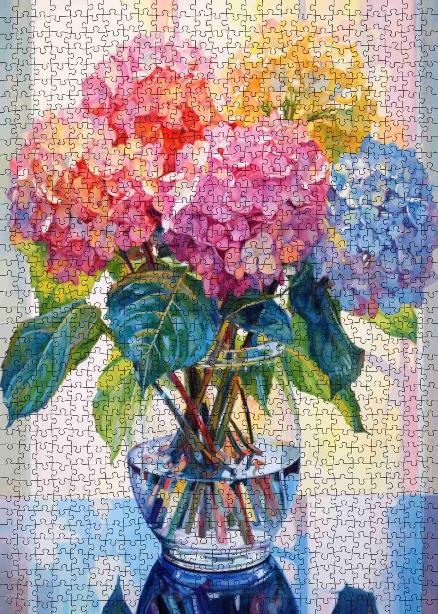 tucocoo-colorful-hydrangeas-in-vase-puzzle-1000-teile-blumen image 2