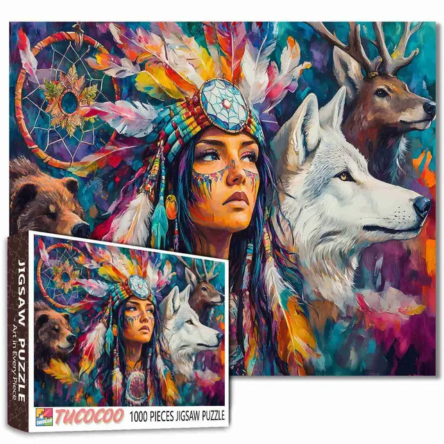 tucocoo-tribal-spirit-warrior-puzzle-1000-teile-kriegerin image 1