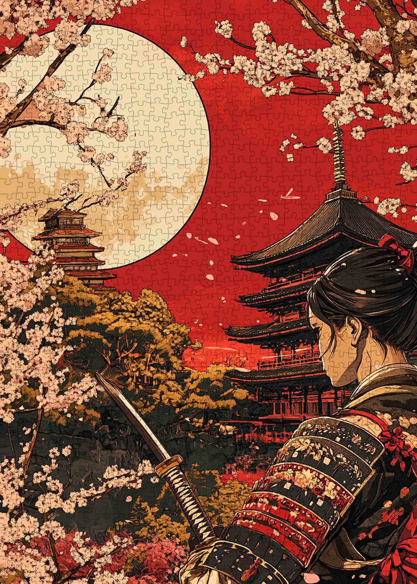 tucocoo-samurai-moonlight-sakura-puzzle-1000-teile image 2