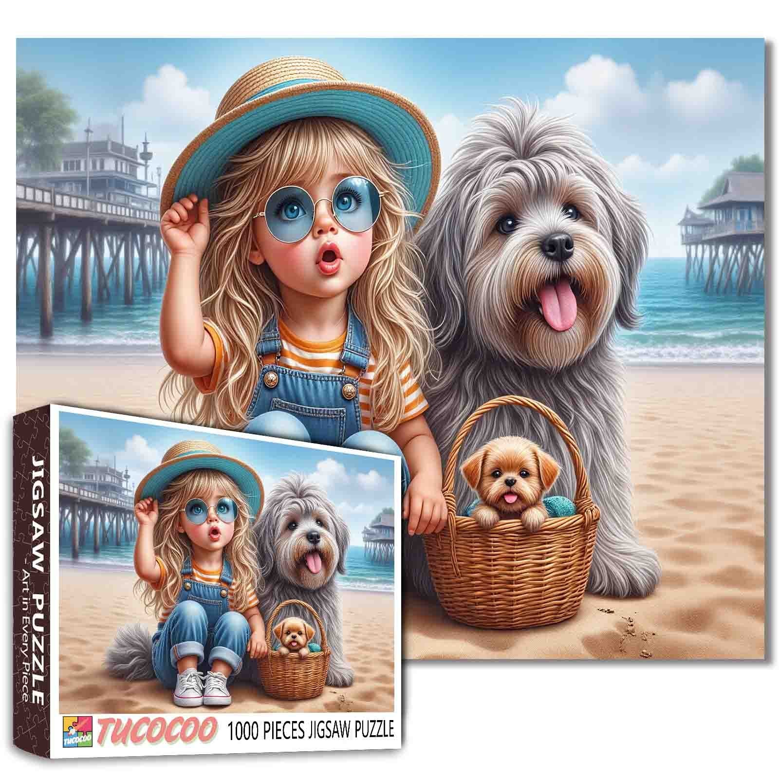 tucocoo-beach-day-girl-and-dogs-puzzle-1000-teile-strand image 1