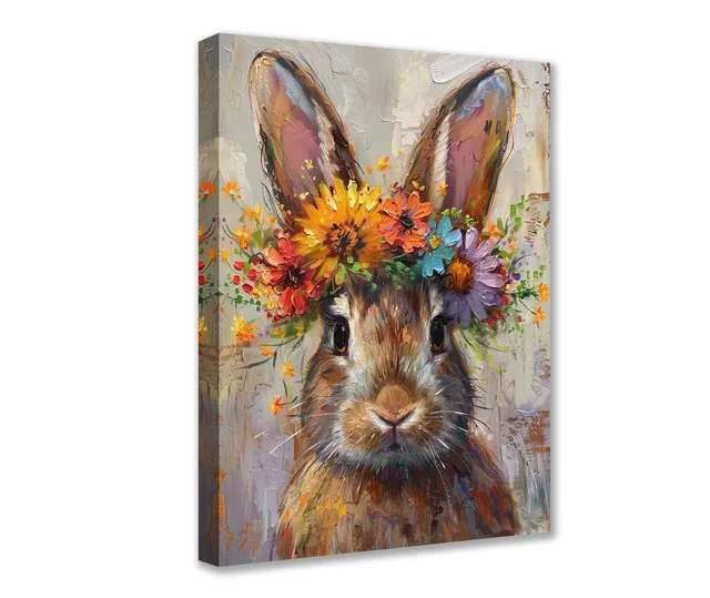 tucocoo-canvas-wall-art-hase-leinwandbild-30x40cm-blumenkranz image 1