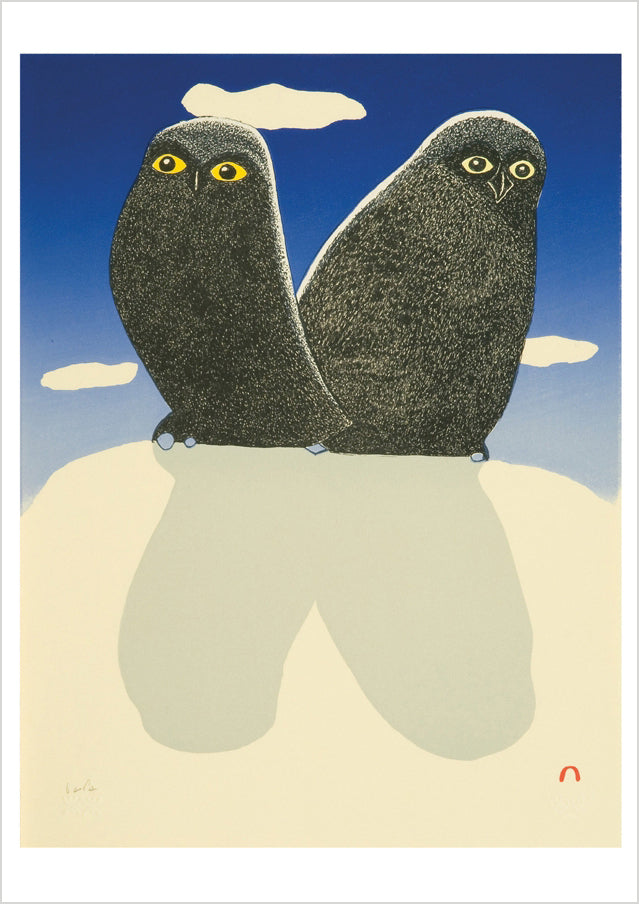 pomegranate-blank-notecards-kananginak-pootoogook-owls-klappkarte image 1
