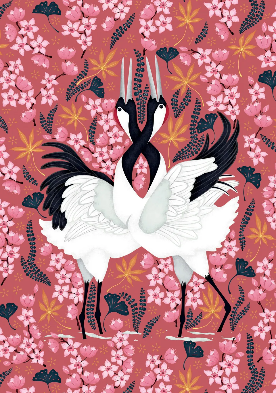 pomegranate-blank-notecards-catherine-marion-cranes-kranich-klappkarte image 1
