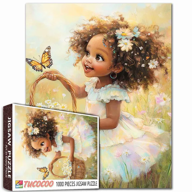 tucocoo-daisy-girl-with-butterfly-puzzle-1000-teile-wiese image 1