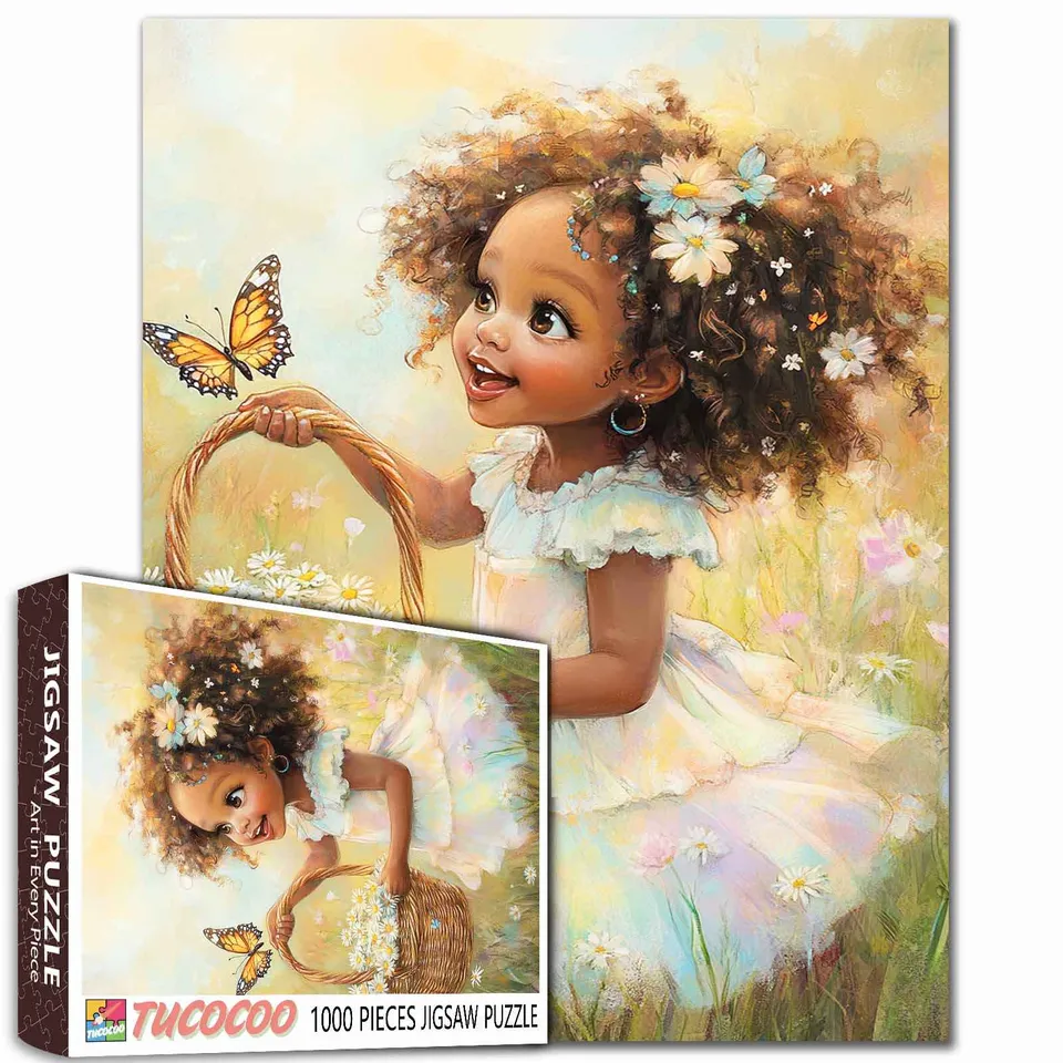 tucocoo-daisy-girl-with-butterfly-puzzle-1000-teile-wiese image 1