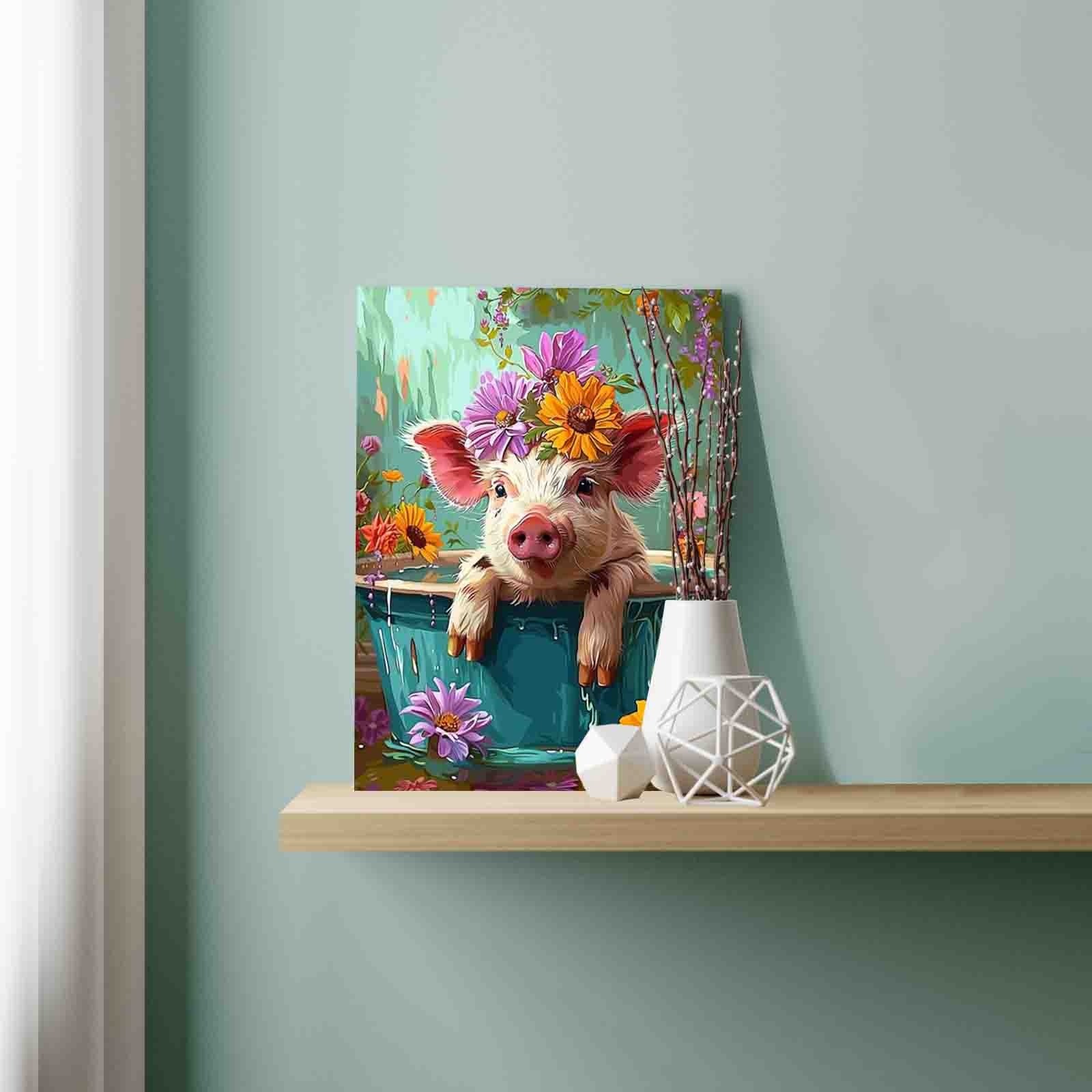 tucocoo-flower-crown-piglet-malen-nach-zahlen-40x50-cm-schwein image 3