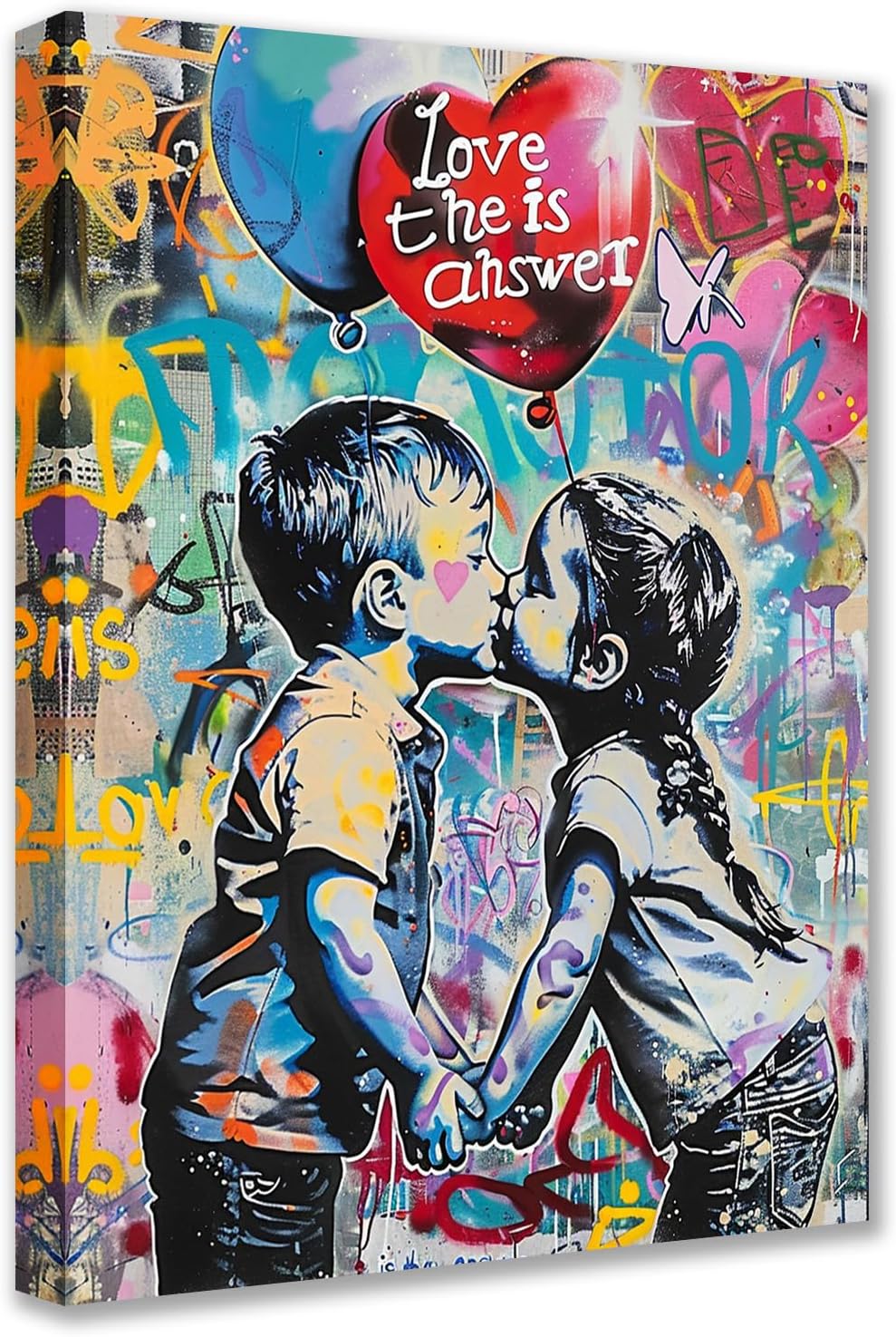 tucocoo-canvas-wall-art-leinwandbild-kuss-graffiti-30x40cm image 1