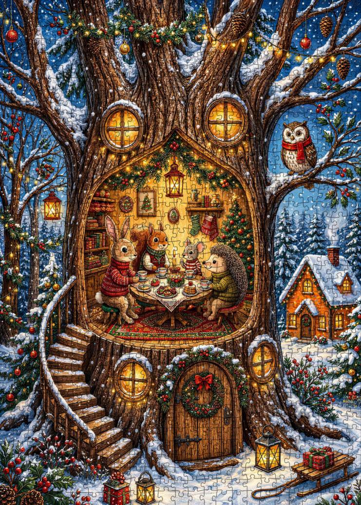 tucocoo-christmas-treehouse-friends-puzzle-1000-teile-wald image 2