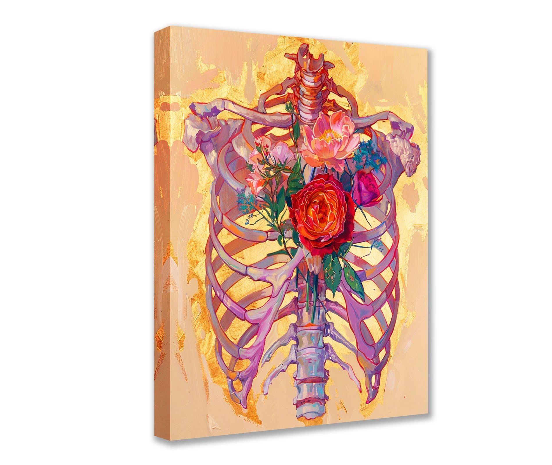 tucocoo-canvas-wall-art-rippen-leinwandbild-30x40cm-gold-rosen image 1