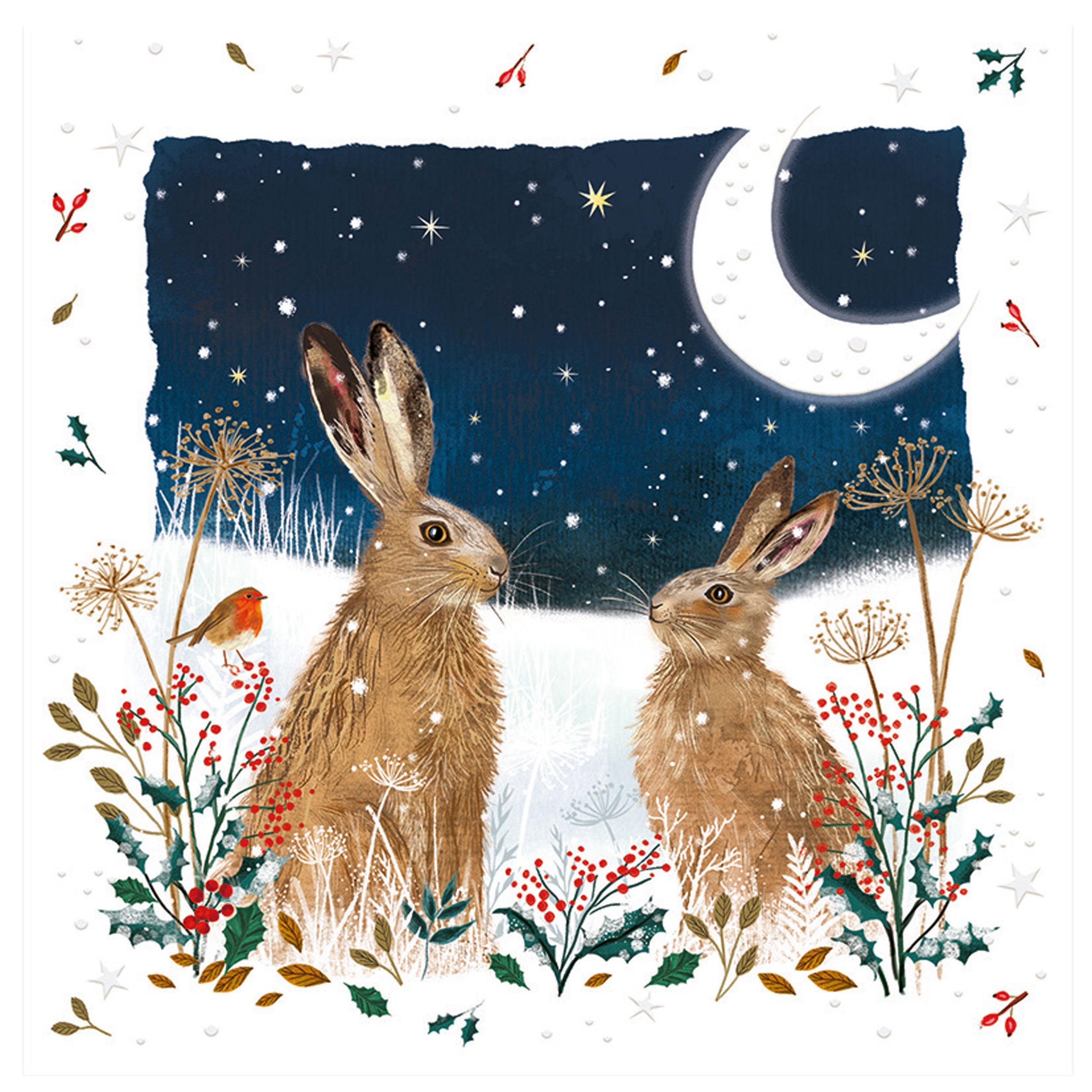 otter-house-christmas-wintry-hares-weihnachtskarte-10er-pack-hasen image 2