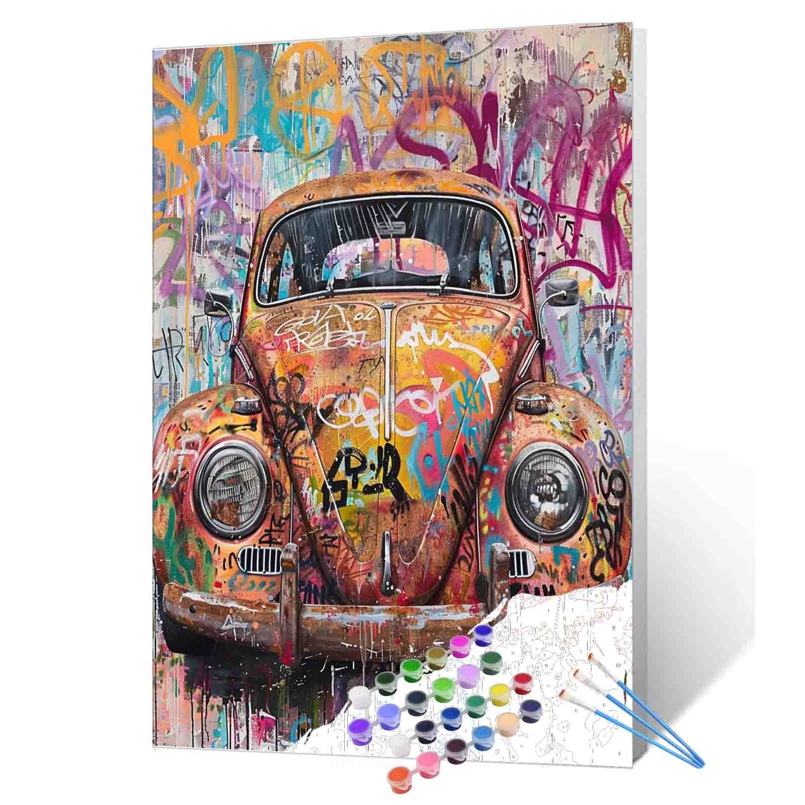 tucocoo-paint-by-numbers-graffiti-vintage-beetle-malen-nach-zahlen-40x50 image 1