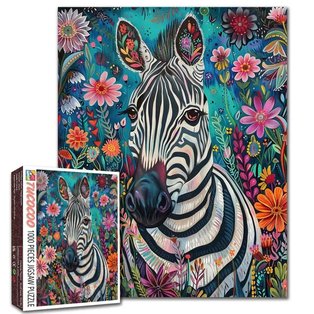 tucocoo-jigsaw-puzzles-floral-zebra-portrait-puzzle-1000-teile-tiere image 1