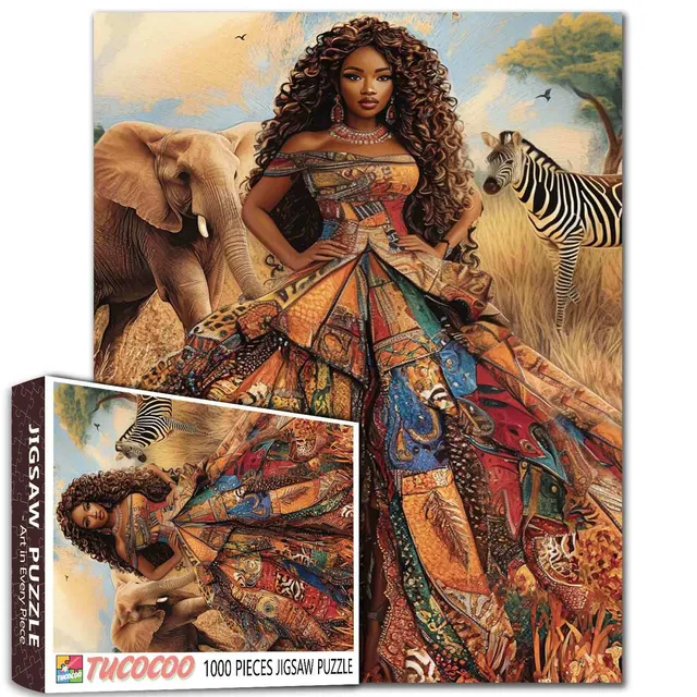 tucocoo-queen-african-patchwork-dress-puzzle-1000-teile-portrait image 1