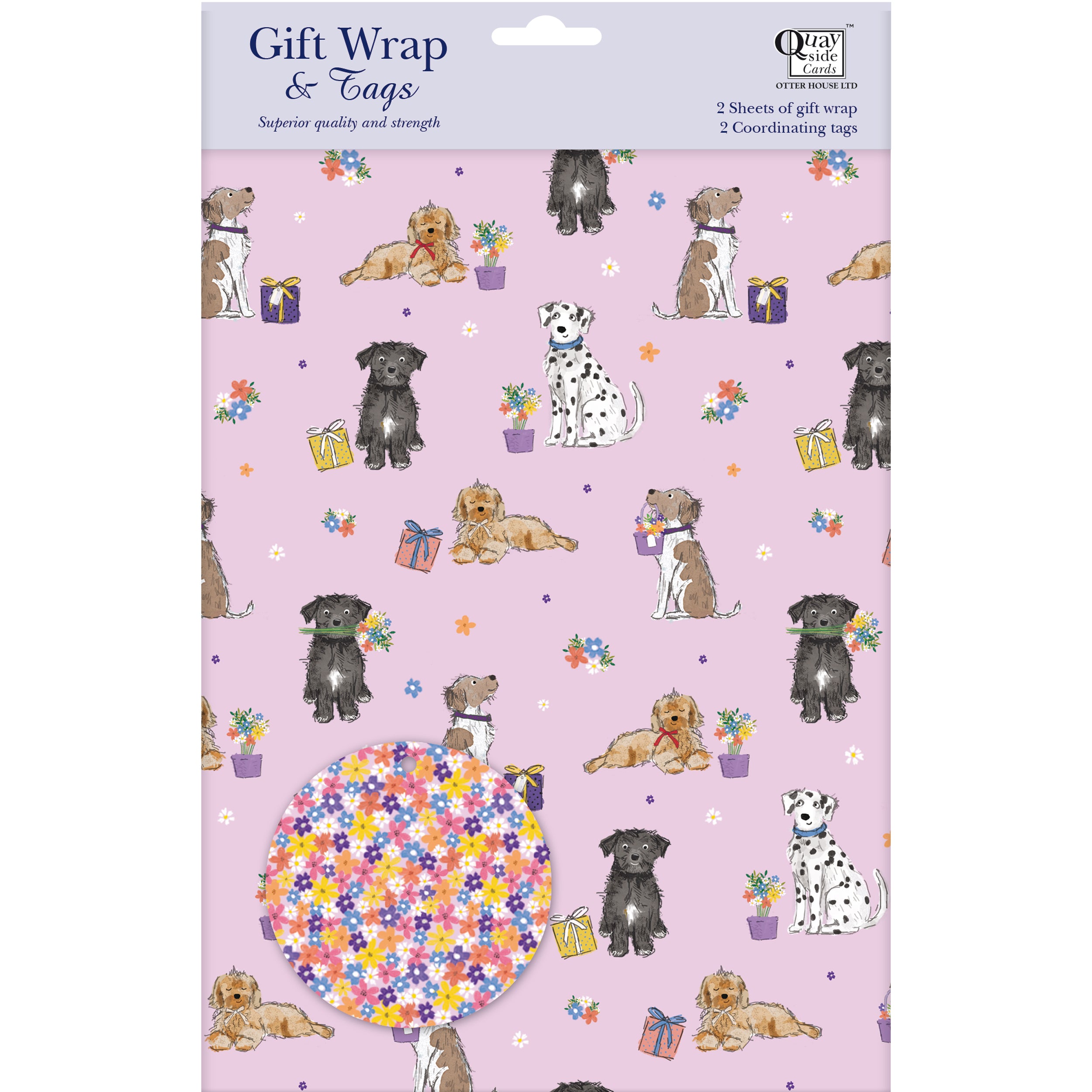 otter-house-flower-pups-geschenkpapier-2-bogen-2-anh-nger image 1