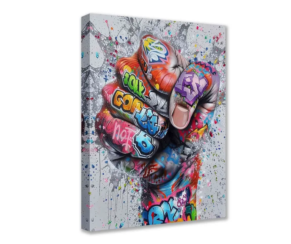 tucocoo-graffiti-fist-power-leinwandbild-40x50cm-streetart image 1