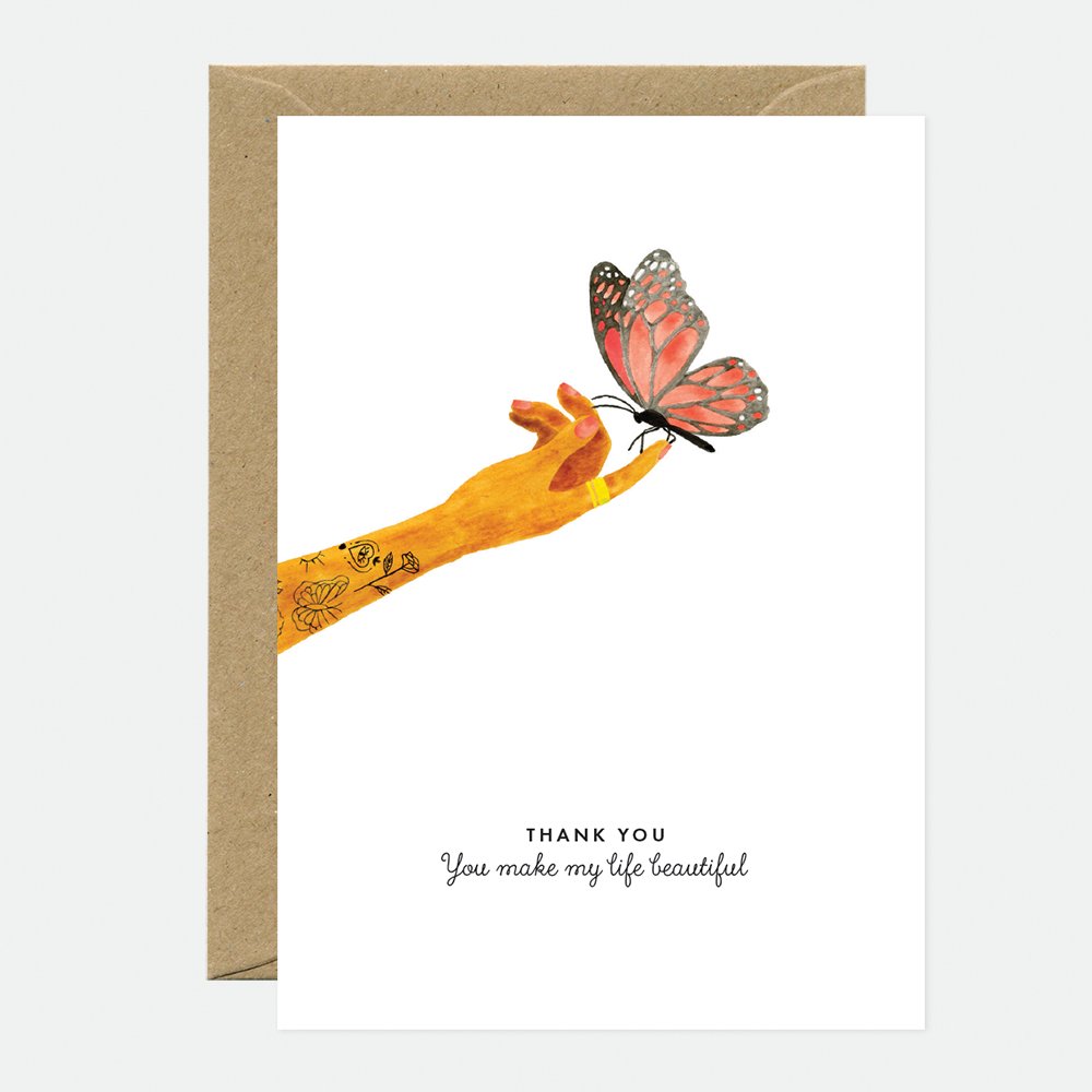all-the-ways-to-say-life-beautiful-gru-karte-a6-danke-schmetterling image 1