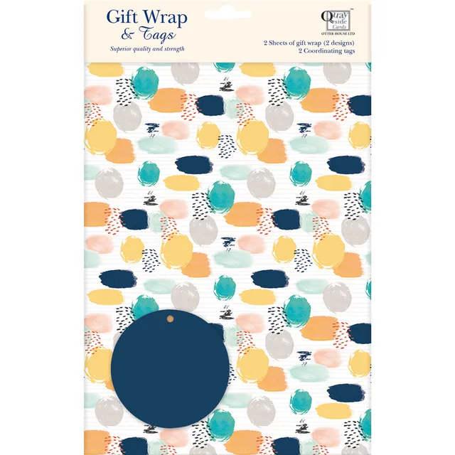 otter-house-geschenkpapier-pastel-shapes-2-bogen-mit-2-anh-ngern image 1