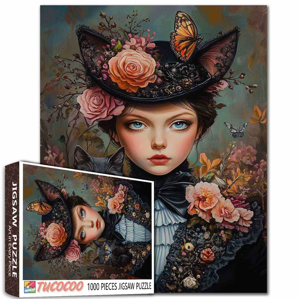 tucocoo-victorian-lady-cat-puzzle-1000-teile-blumen image 1