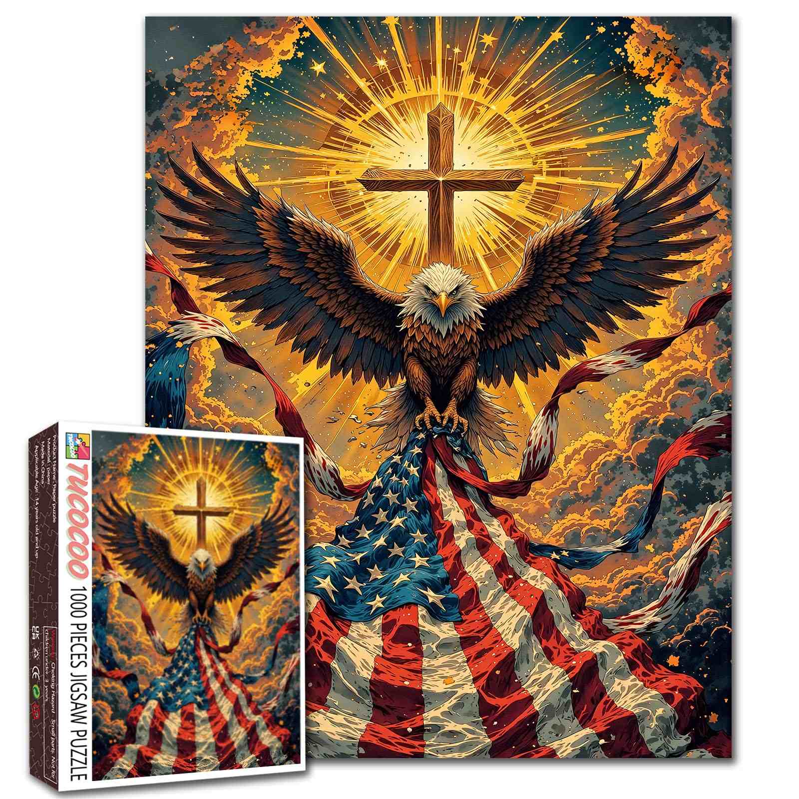 tucocoo-faithful-eagle-glory-puzzle-1000-teile-kreuz image 1