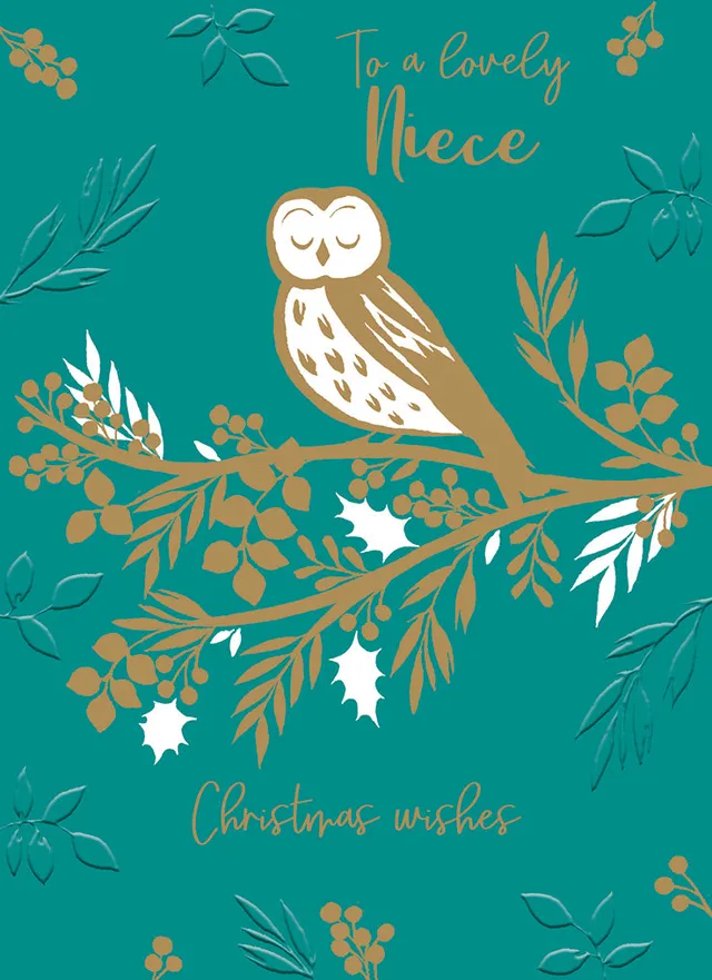 otter-house-weihnachtskarte-nichte-eule-beeren-einzelkarte image 1