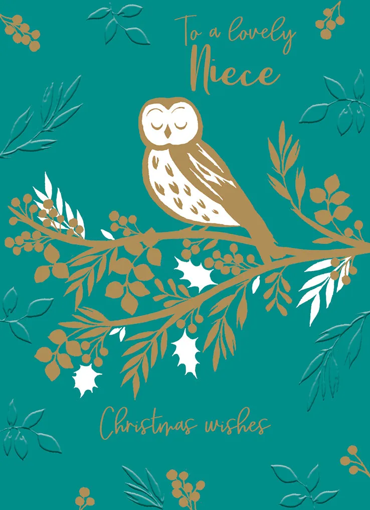 otter-house-weihnachtskarte-nichte-eule-beeren-einzelkarte image 1