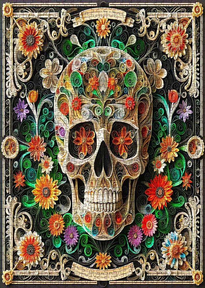 tucocoo-floral-scroll-skull-puzzle-1000-teile-totenkopf image 2