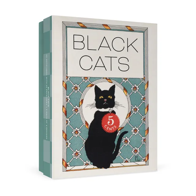 pomegranate-black-cats-kartenbox-katzen-20-st-ck image 1