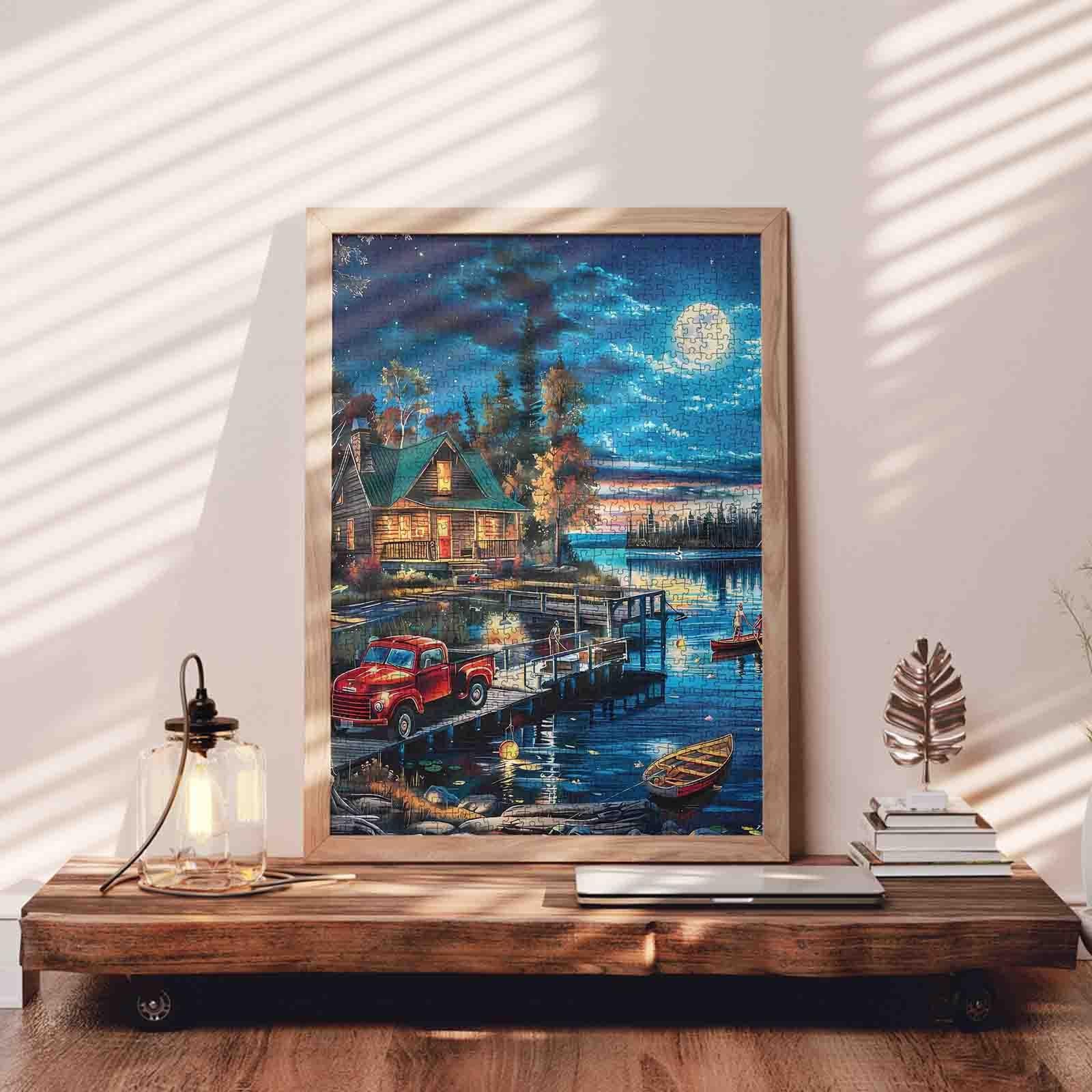 tucocoo-lake-night-cabin-puzzle-1000-teile-landschaft image 3